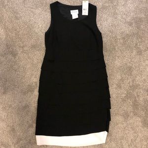 🎀 New 🎀Tiered black cocktail dress with white hem, size 2